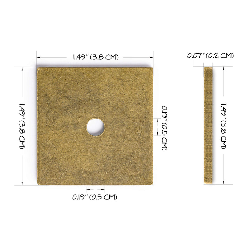 Hardware Philosophy Decorative Square Washer Brass Hardware 1.5 Inches - Set of 10 - Architectural, Interior Design, Doors, Furniture Cabinet Customization Hardware - Architectural, Interior Design, D