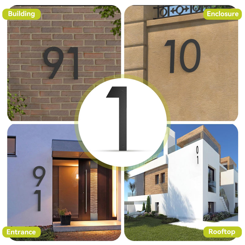 16 Inch Large House Numbers for Outside, Big Black Matte Metal Door Number 1, Oversized Address Numbers, Modern, Digital Signage for Houses, Apartments, Hotels, Factories (One) One