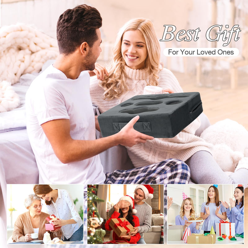 STBoo Couch Cup Holder Pillow - Sofa Drink Cup Holder Cozy Buddy | Bed Caddy Organizer Holds Remote, Snacks, Phones, Tablet | Waterproof Anti-Spill Sofa Beverage Tray for Car, Beach, RV, Boat (Grey) Grey-XL XL-13.5x13.5x3.75inch