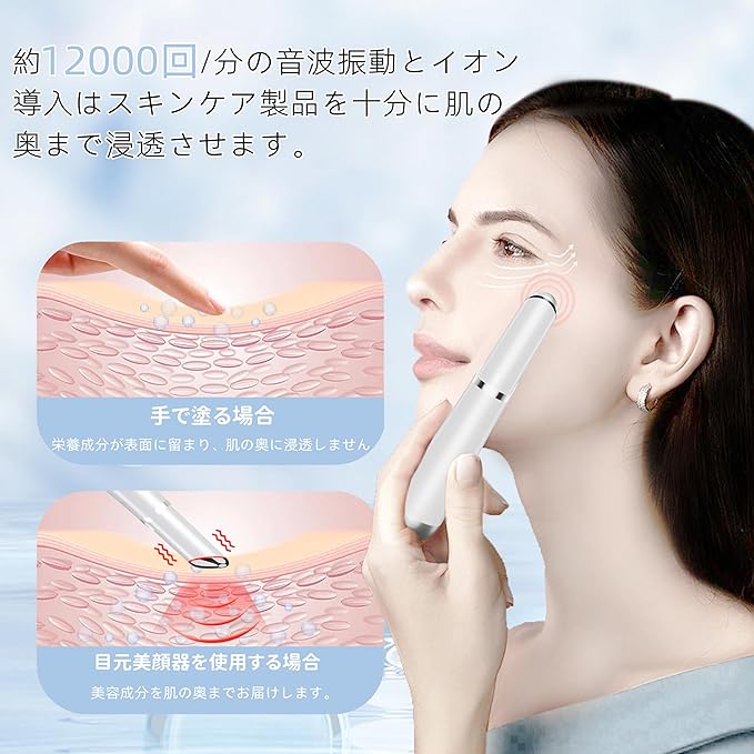 Eye Beauty Device, Eye Care, Heating Care, Ion Implementation, Micro Vibration, 2 Color LED, Face, Eye and Mouth Care, USB Rechargeable, Household Facial Device, Gift, Japanese Instruction Manual - NewNest Australia
