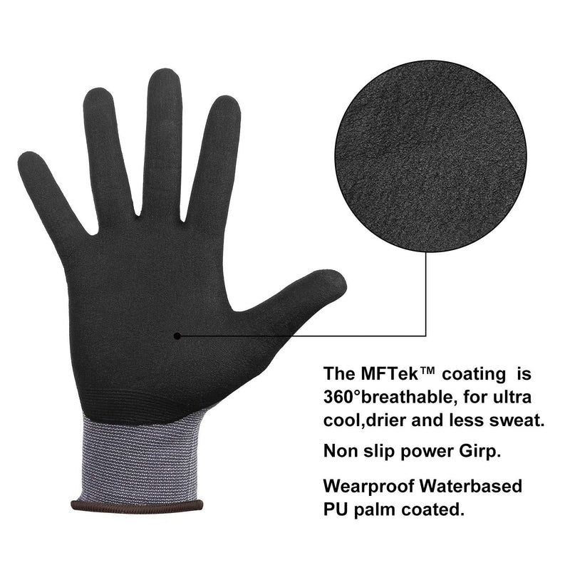NP1001 Safety Work Gloves Comfort Stretch Fit Power Grip Smart Touch Durable Foam Coated Large (Pack of 12) 12 Pairs