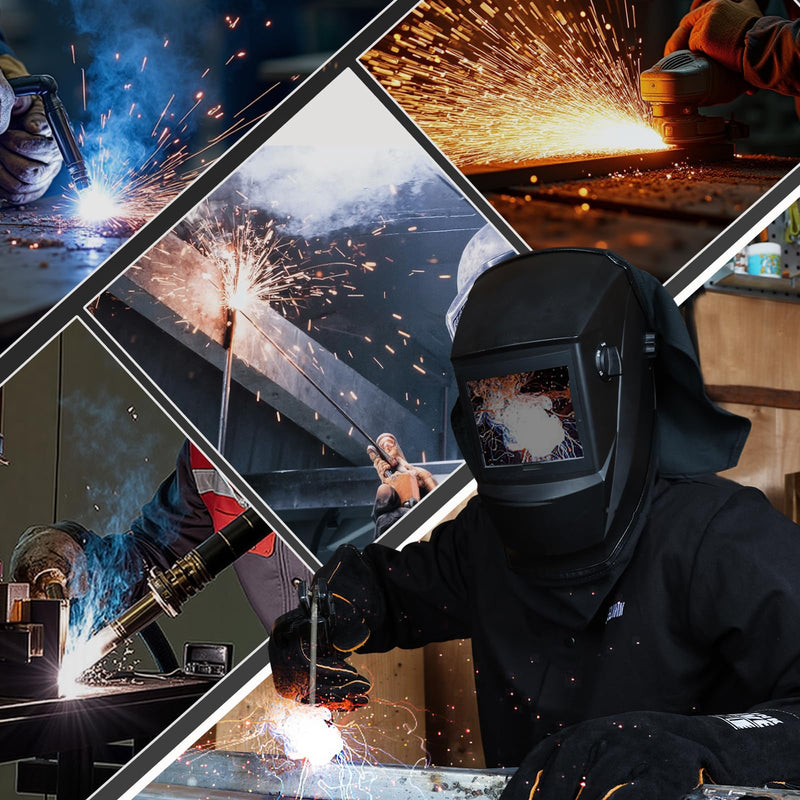 Welding Helmet Extended Cover and Bib Set ，Split Wrap-Around Design with Press Fit Seal for Full Neck and Head Protection, Welder Hood Accessories