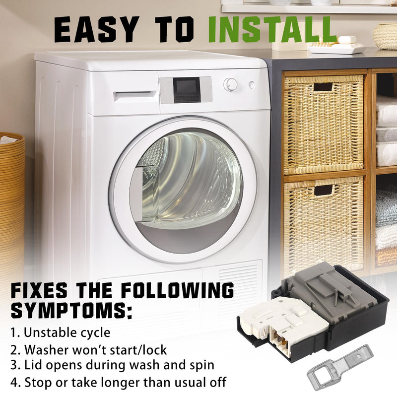 EBF61315802 Washer Door Lock Switch and Strike Assembly, Compatible with Front-Load Washing Machines. Replaces EBF61315802, MFG63099101, EBF62534401, and Other Common Models