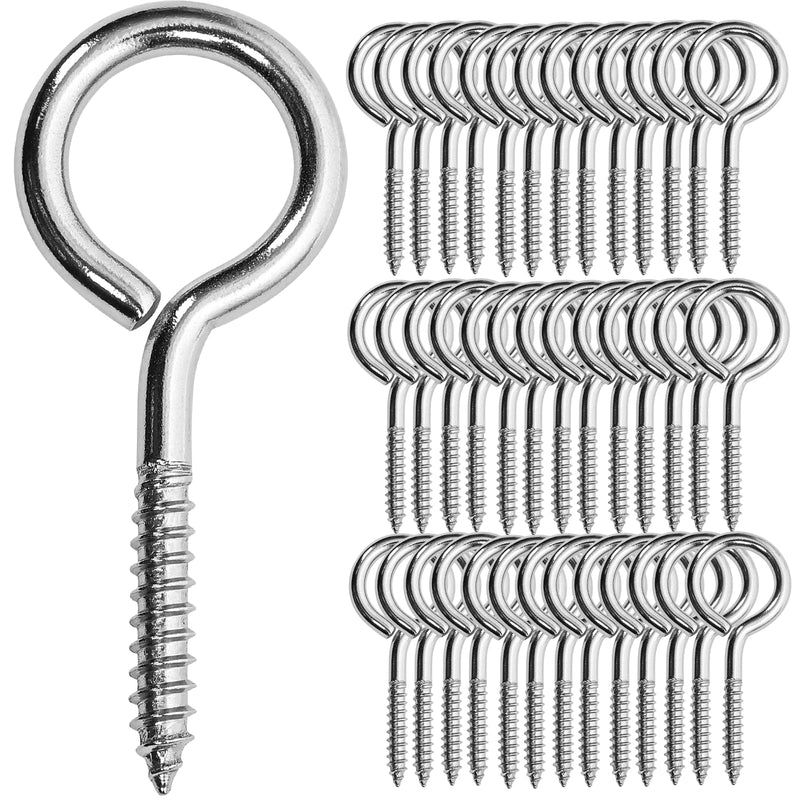 10PCS 2 inches Screw Eyes M3 304 Stainless Steel Eye Screws, Heavy Duty Screw, Eye Hooks Screw Eye Bolts Eye Hooks Screw, Indoor & Outdoor Uses (10, M3-2inch) 10