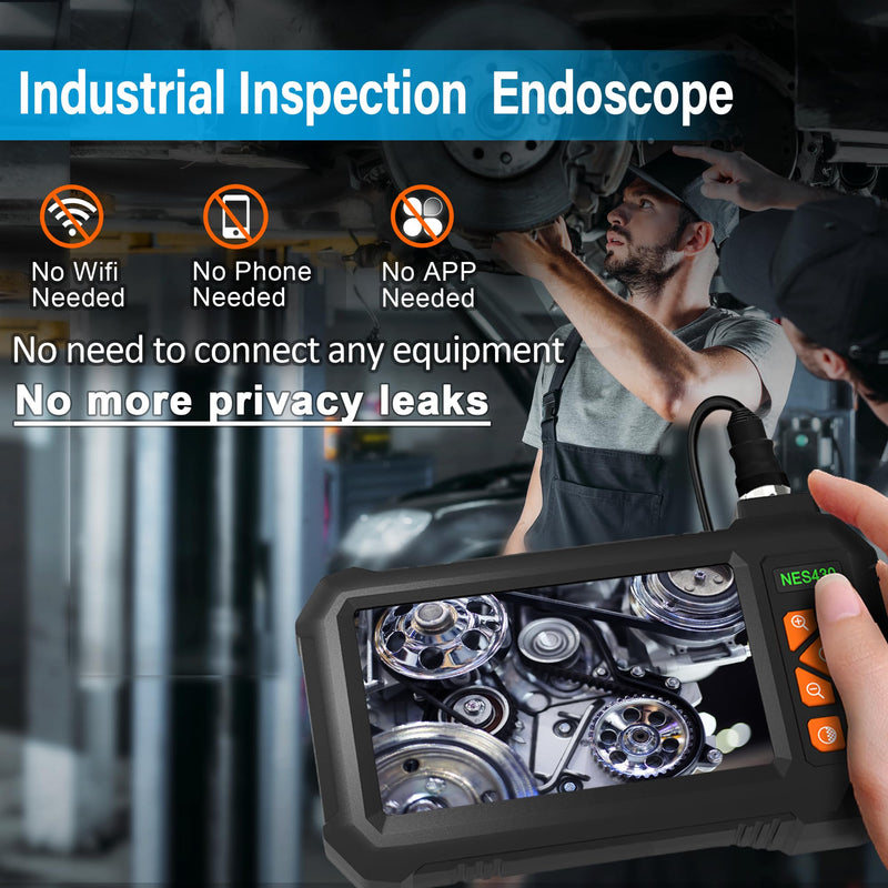 Inspection Endoscope Camera with Light, 1080P HD Borescope Camera with Light, 4.3" IPS Screen, IP67 Waterproof Sewer Camera Borescope, 16.5ft Semi-Rigid Cord Drain Pipe Camera Cool Gadgets Tool