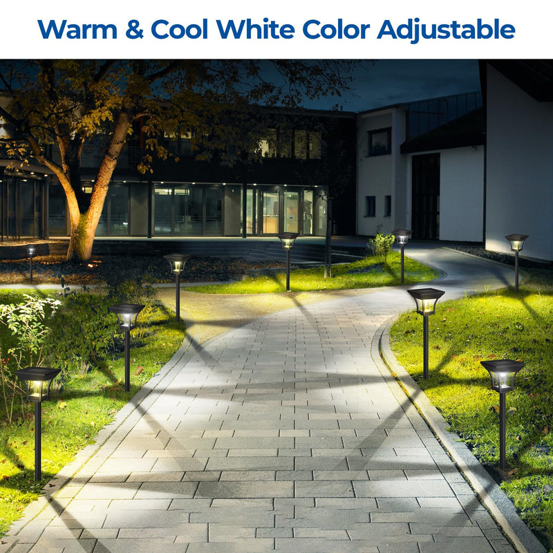 CINOTON 6 Pack RGBCW Solar Pathway Outdoor Lights, 3 Lighting Modes Solar LED Garden Light, IP65 Waterproof Outside Solar Powered Landscape Lighting for Patio Walkway Yard Driveway RGB/Warm/Cold White Multicolor