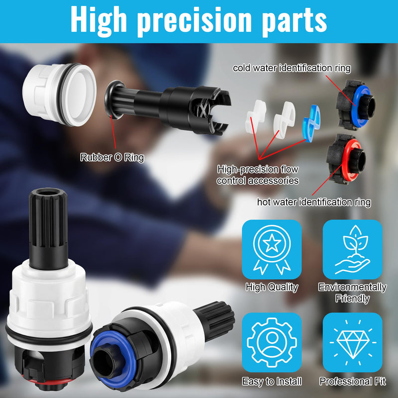 Dreyoo 2 Set Hot Cold Faucet Cartridge Replacement Kit Compatible with Pfister 9100310/Pfister 9100320/Pfister 962-0420 Retainer Nuts, Come with Waterproof Silicone Grease