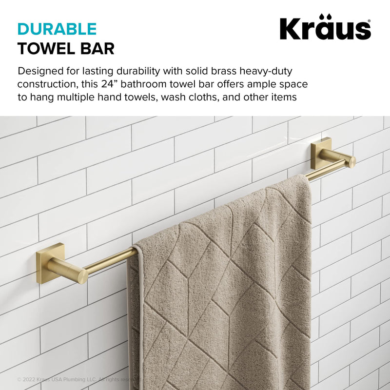 KRAUS Ventus 24-inch Bathroom Towel Bar, Brushed Gold Finish, KEA-17737BG