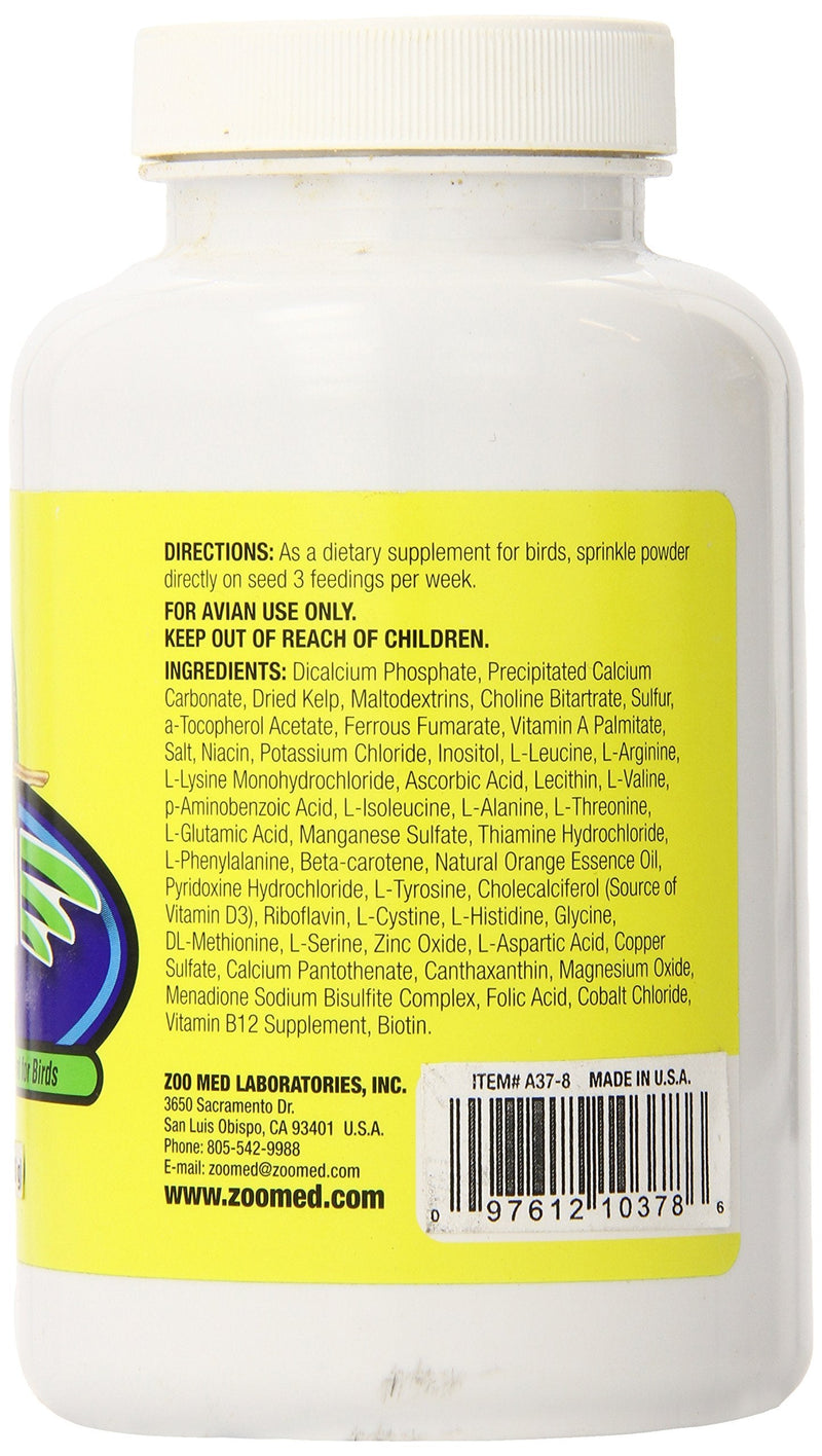 Zoo Med Laboratories BZMA378 Avian Plus Bird Vitamins, 8-Ounce