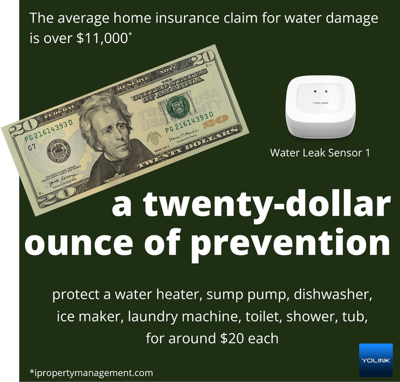 YoLink Water Leak Detector, 1/4 Mile World's Longest Range, Wireless Smart Water Leak Sensor, Alexa, IFTTT, Hub Required Without Hub