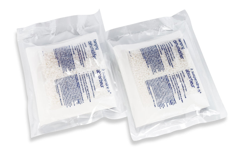 Camco 44286 Fragrance Free Hanging Dehumidifier-Convenient Hook Absorbs up to 3x Its Weight in Water, Reduces Moisture and Humidity in Closets and Tightly Confined Spaces, 2 Pack