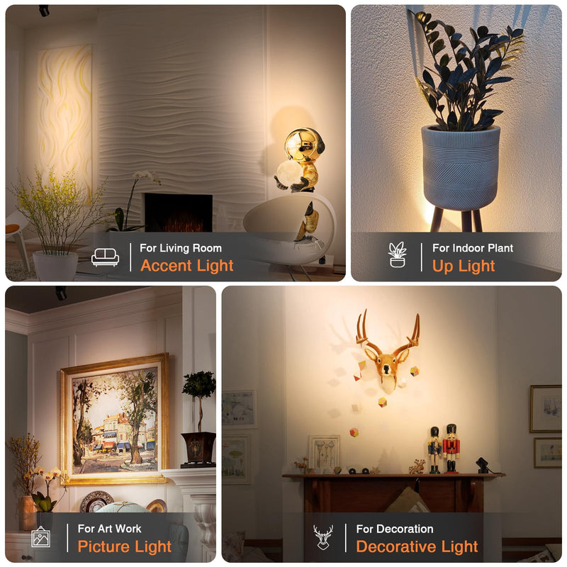 3000K/4000K/5000K Uplighting Indoor 3W LED Spotlight Indoor Plug-in with Memory Function Floor Spot Lights Indoor with Remote Control Dimmable Uplights Indoor for Plant/Picture/Artwork, 2 Pack