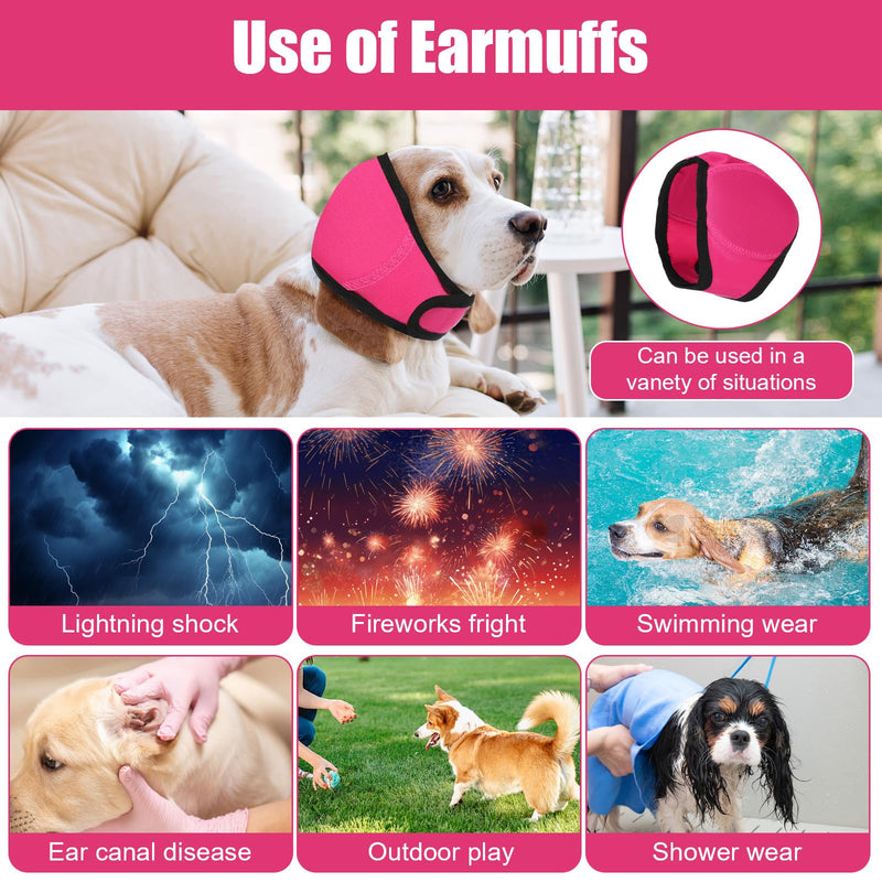 Dog Ear Muffs, Dog Ear Cover for Noise Protection & Bath, No Shake Ear-Wraps for Dogs, Dog-Ear Protection for Noise, Ears Muffs for Grooming/Head Ears Cover (Pink, M)