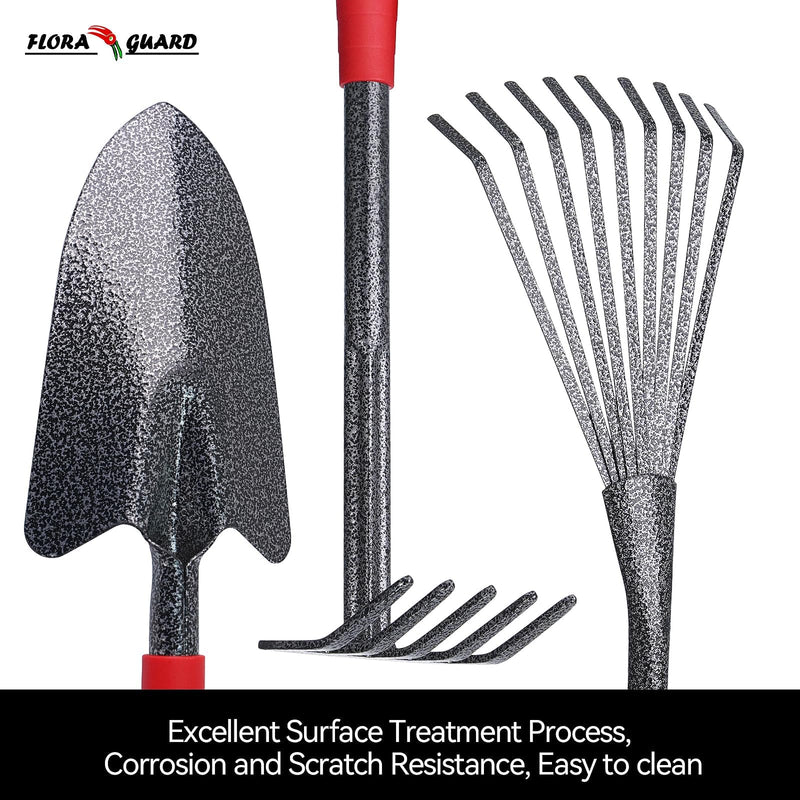 FLORA GUARD FLORA GUARD Garden Tool Set， 6 Piece Heavy Duty, Large Size Gardening Hand Tools, Sturdy & Durable, Classic Utility Gardening Gift for Seniors and Women Garden Tools 6-Piece