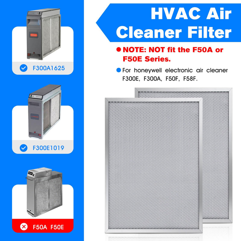 Air Cleaner Filters 50000293-002 16" X 12.5" FOR Honeywell HVAC Furnace | Replacement Honeywell Electronic Air Cleaner F300 F300A F50F F58F Fits Honeywell HVAC Furnace Mesh PostFilters -2 Pack