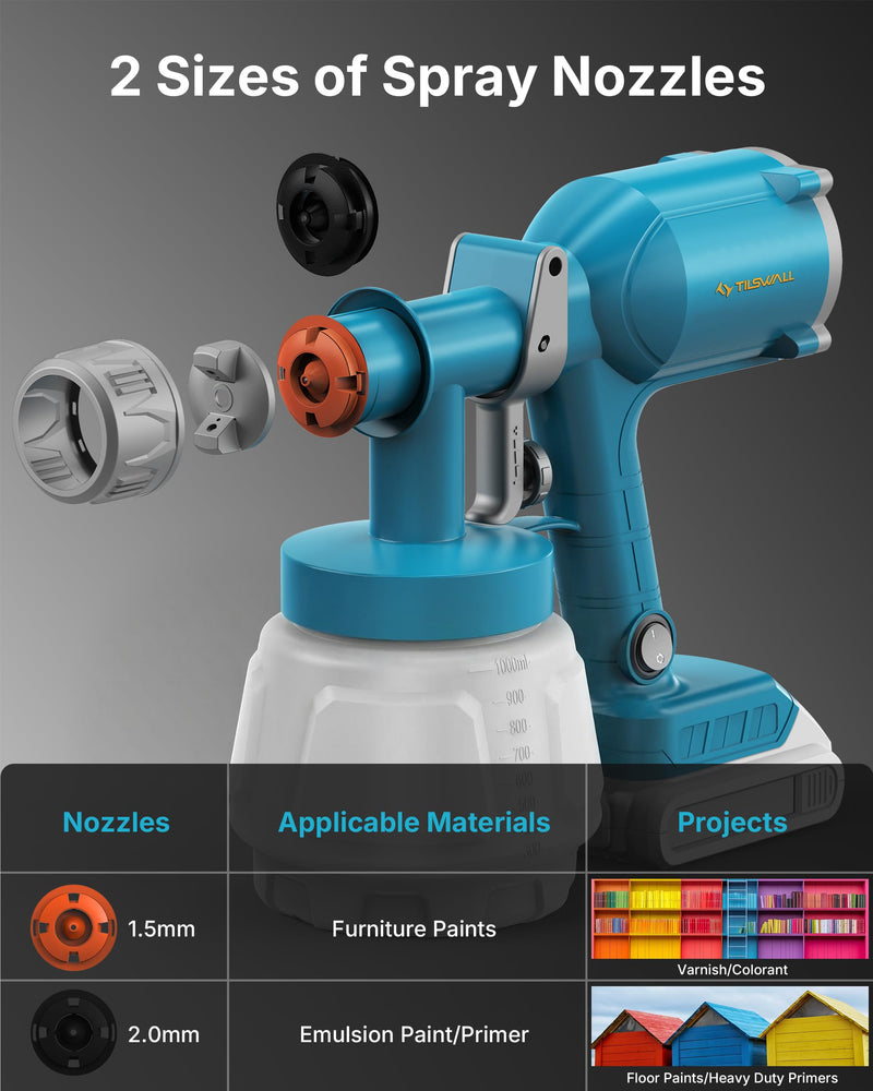 Tilswall Cordless Paint Sprayer Dreamer400, Fits Dewalt 20V (No Battery) Dark Blue 1000.0 Milliliters