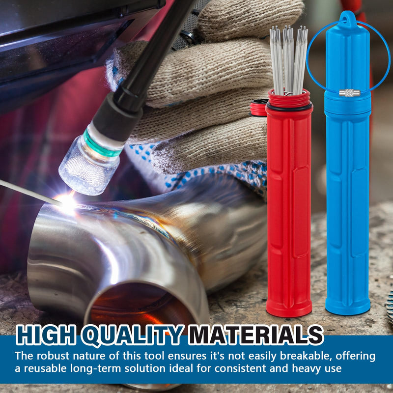 2 Pcs Tungsten Holder Welding Rod Holder 7.9 Inch TIG Tungsten Welding Electrode Rod Storage Tube with Magnetic Base Airproof Container Canister, Red and Blue