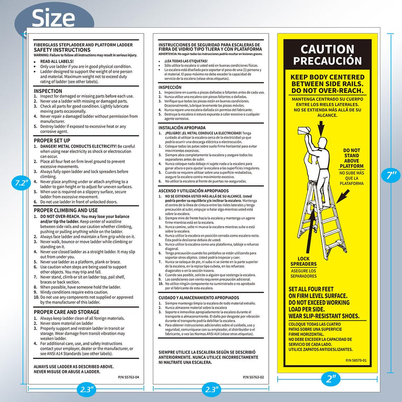 Step Ladder Safety Label Extension Ladder Stickers Replacement Label Kit Compatible with Ladder Inspection Stickers for Werner Fiberglass Extension Ladders (Pack of 10 Sets)