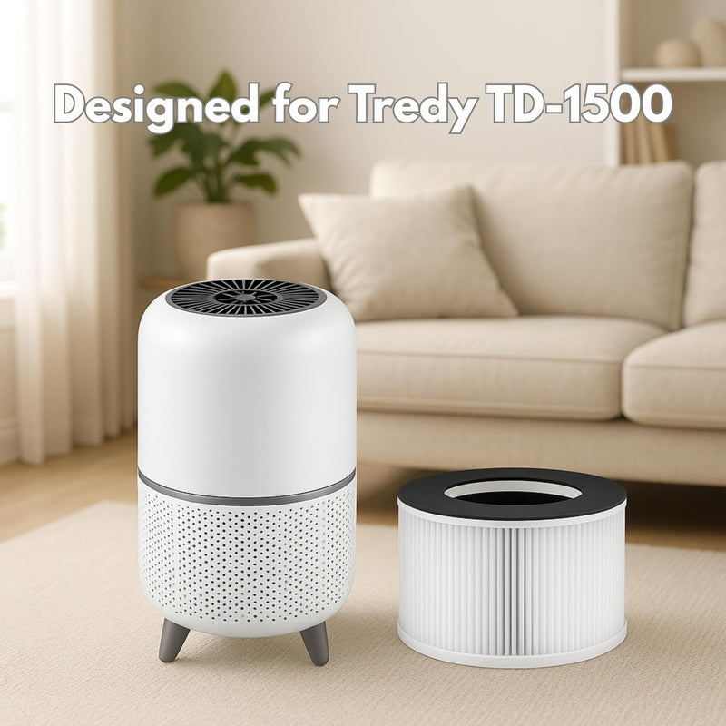 Nispira TD-1500 TD-1500BM 4-in-1 True HEPA Replacement Filters for Tredy Air Purifier TD-1500, 1 Pack