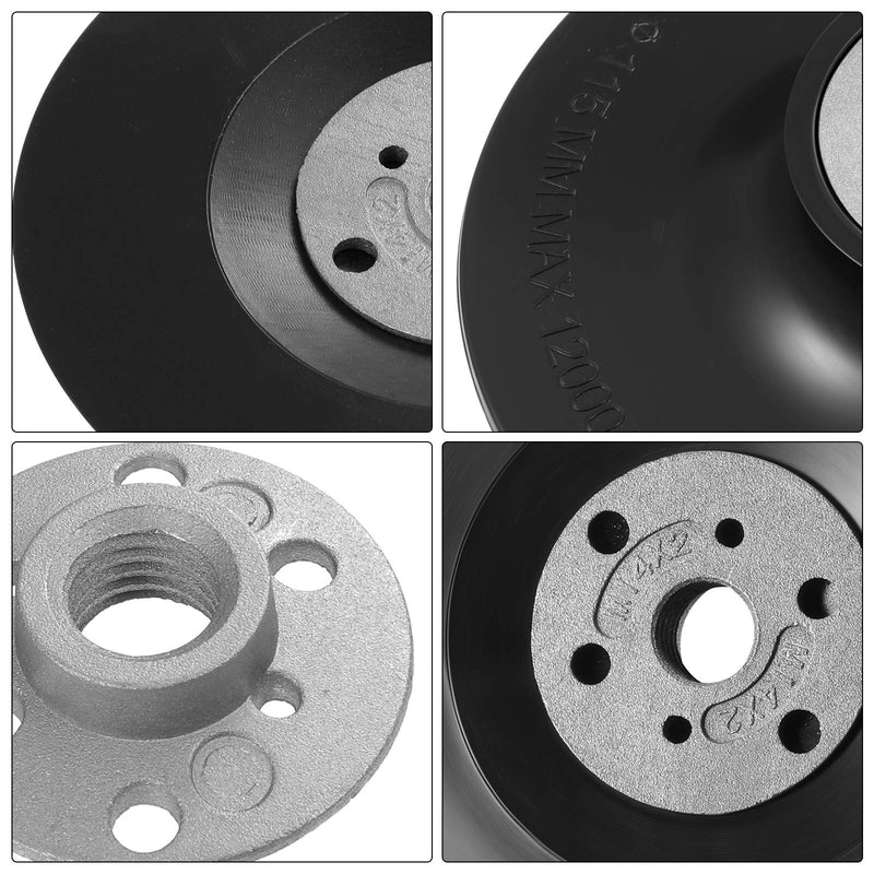 3 Pieces 4-1/2 Inch 14 mm Sanding Disc Backing Pads Replacement Disc Backing Pads Sander Backup Pad with M14 Thread Lock Nut for Angle Grinder