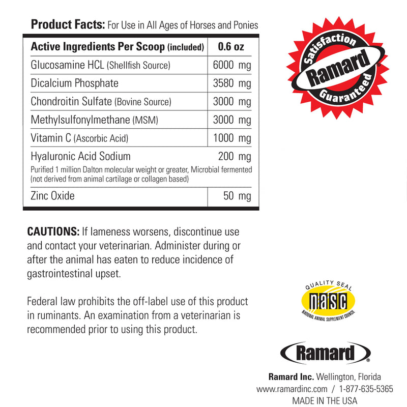 Ramard Total Joint Care Supplements - Equine Joint Supplement w/Glucosamine, Chondroitin, Chondroitin Sulfate, Vitamin C, & Hyaluronic Acid, Total Tendon Care Horse Joint Support Supplement 1.12 lbs 1.12 lb, 30-Day Supply - Jar