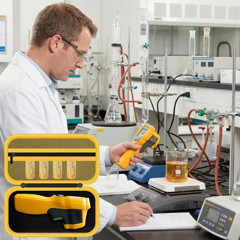Case for Fluke 62 Max/ 62 Max+/ 64 Max/ 59 Max+ Infrared Thermometer, Hard EVA Protective Carrying Bag with Mesh Pocket, BLACKYELLOW (CASE ONLY)