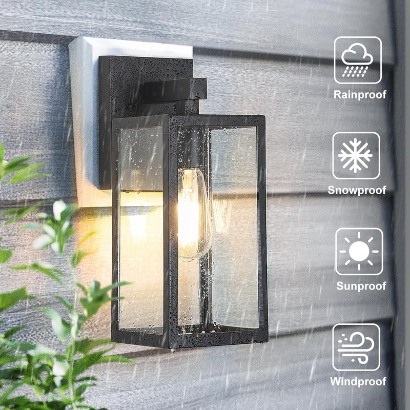 MAXvolador Outdoor Wall Lantern, Exterior Waterproof Wall Sconce Light Fixture, Black Anti-Rust Wall Mount Light with Clear Glass, E26 Base Wall Lamp Large