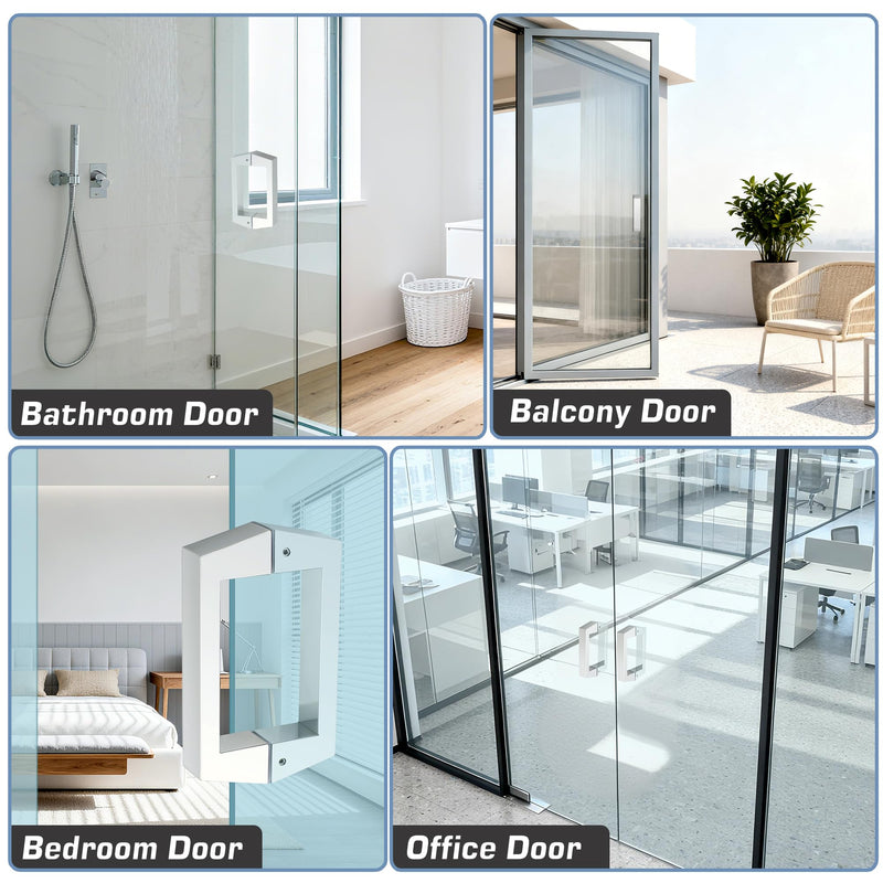 Alise 6" Shower Door Handle,Sliding Door Handles,Push Pull Glass Door Handle, Square Back to Back Shower Doors Handle, SUS304 Stainless Steel Shower Doors Hardware Replacement,Polished Chrome 6 Inch Polished Chrome