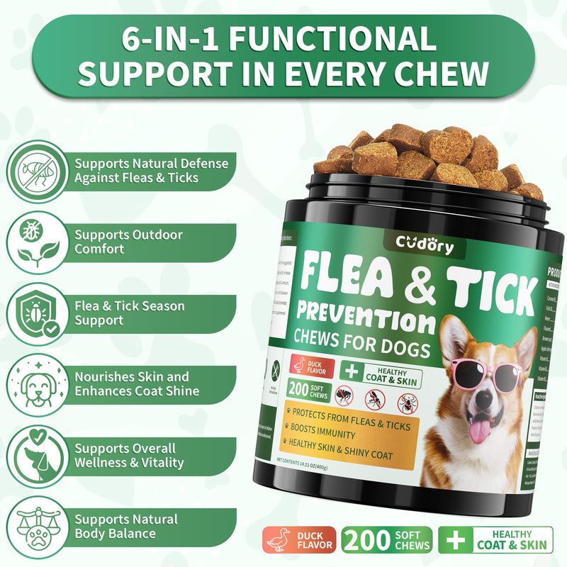 Flea and Tick Support Bundle for Cats & Dogs-400 Chews Natural Flea Tick Support for Pet All Breeds & Ages