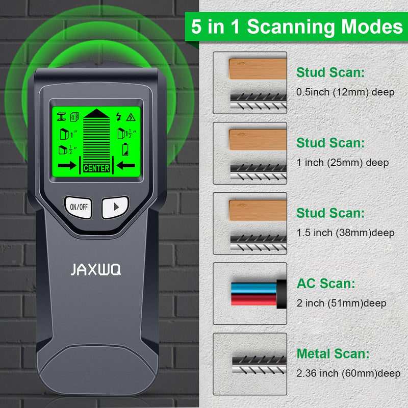 Stud Finder Wall Scanner - 5 in 1 Stud Finder Tool w/Intelligent Microprocessor Chip and HD LCD Display, Stud Detector Beam Finders for the Center and Edge of Wood AC Wire Metal Studs Joist Pipe Ink