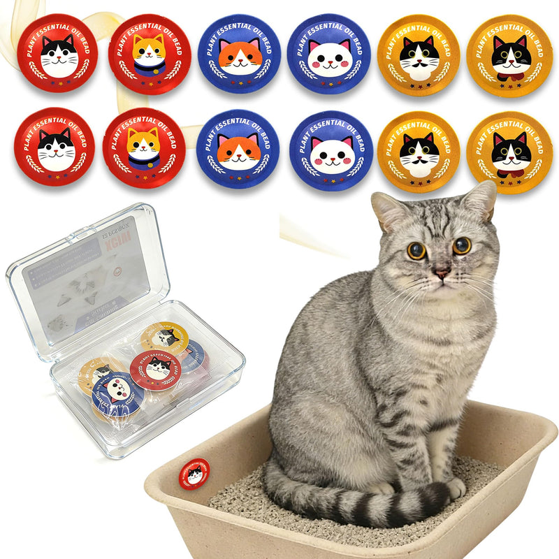 xcivi 12 PCS Cat Calming Diffuser Patch, Portable Cat Calming Patch for Kitty Sift Disposable Cat Litter Box, Cat Anxiety Relief Stress Reduction, Cat Calming Pheromones, for Travel, Car & Home Use