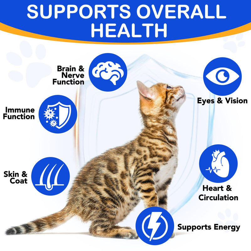 Taurine Liquid Drops for Cats – Essential Amino Acid Supplement – Easy-to-Use Liquid for Daily Nutritional Support & Overall Feline Wellness – Natural Chicken Flavor, 60ml