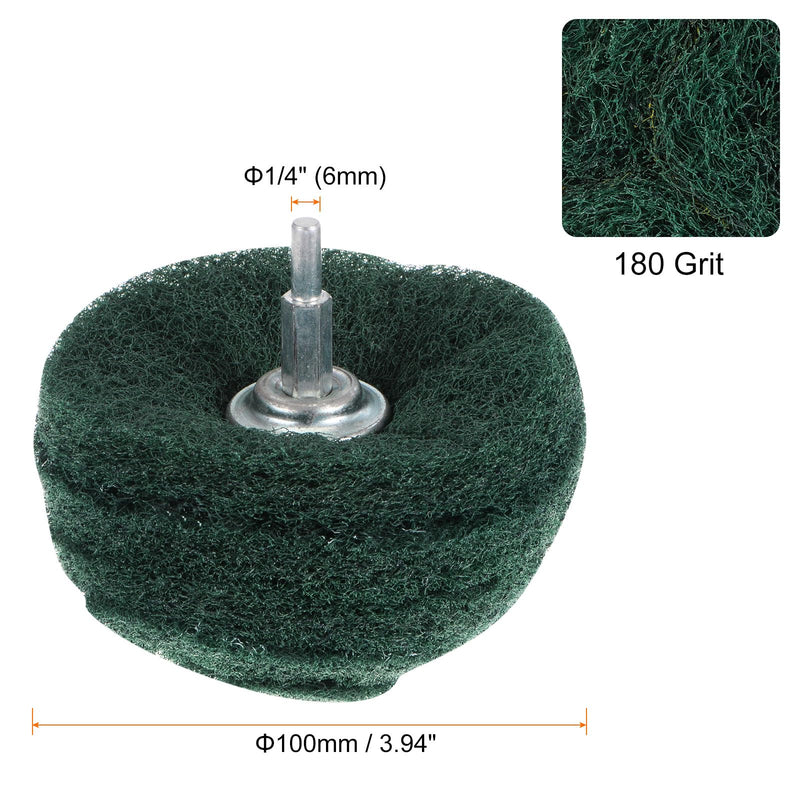 HARFINGTON 5pcs Mushroom Buffing Wheel for Drill 4" x 2.5" 180 Grit 1/4" Shank Grinding Cleaning Abrasive Buffing Polishing Wheel for Metal Stainless Steel Aluminum Jewelry Glass, Green 100mm x 65mm 5