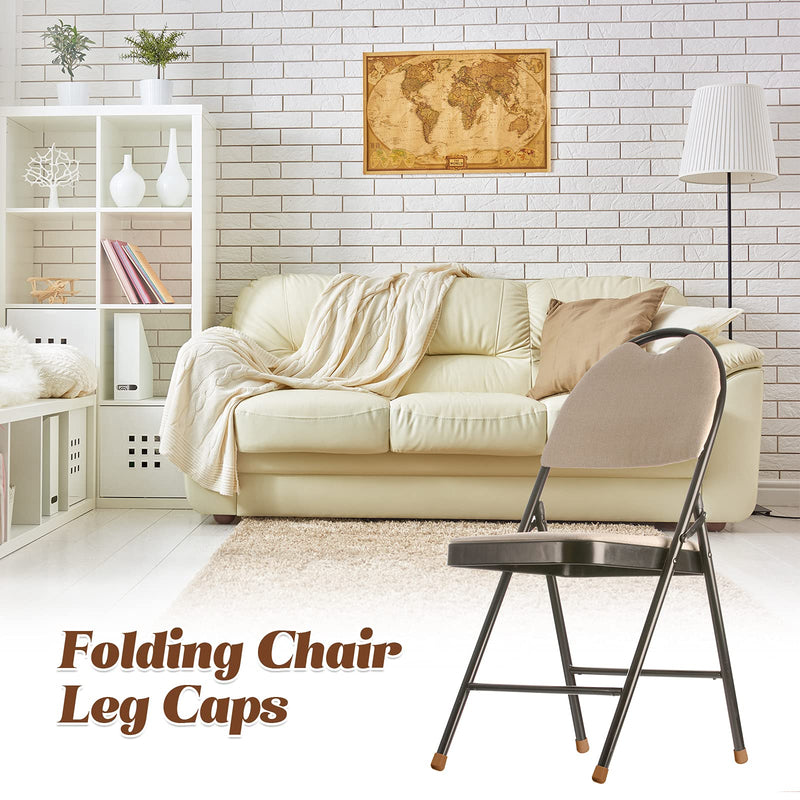 36 Pieces 7/8 Inch Folding Chair Leg Caps Heavy-Duty Plastic Chair End Caps Non-Marring Furniture Glides Round Hardwood Floor Protectors (Beige)