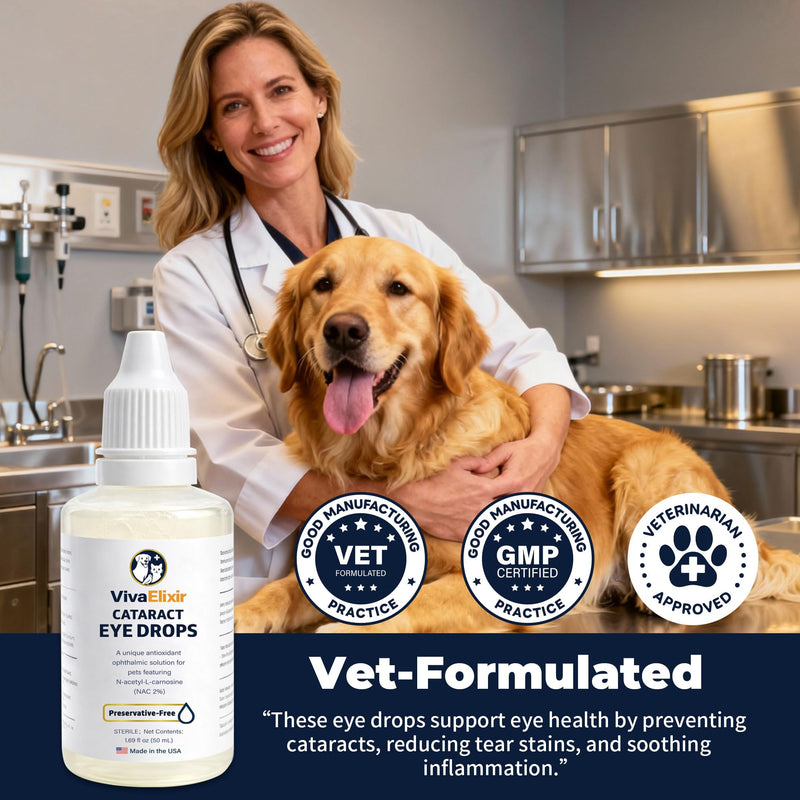 Dog Eye Drops, Cataract Eye Drops for Dogs, Daily Eye Care for Moisture, Comfort & Cleanliness, Tear Stain Support, Lubricating Ophthalmic Solution & Sodium Hyaluronate, Gentle Formul -50ML