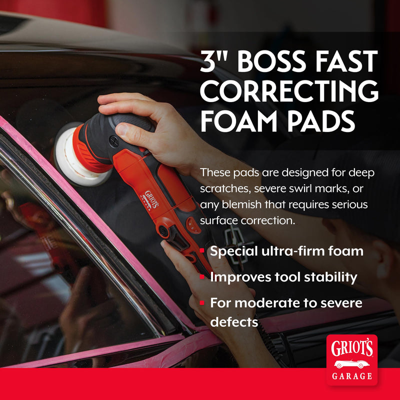 Griot's Garage BOSS 3" Fast Correcting Foam Pads for Car Polishing and Detailing, Buffing Pads for Moderate to Severe Scratch Removal, Set of 3 3 Inch Pads (Set of 3)