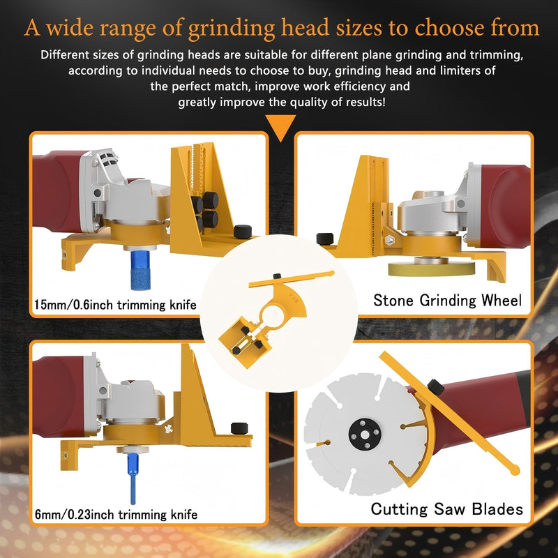 Angle Grinder Attachments Kit for Undermount Sink Cutouts Polishing – Depth Control Guide, Stone Countertop Grooving Tool Wood/Tile Adapter | Fits 42-44mm Guard Angle Grinders