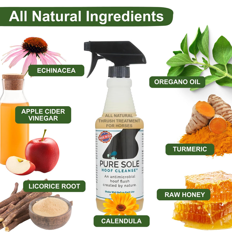 Pure Sole Severe Thrush Treatment for Horses - Hoof Cleanse (16 oz.) and Thrush Dust (4 oz.) Bundle