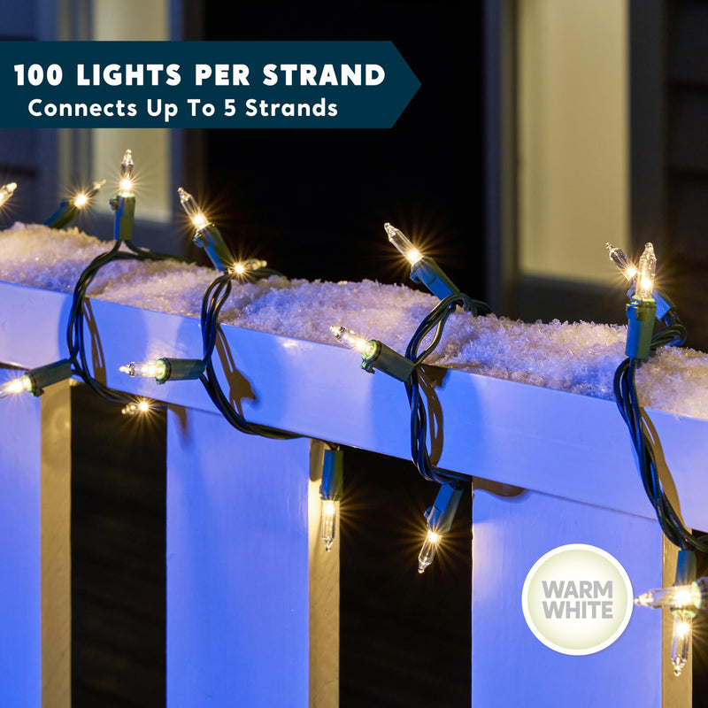 Joiedomi Clear Christmas String Lights Indoor,100 Count Mini Warm White Fairy Light,21.5FT Lighting Decor for Patio Dorm Classroom Bedroom Holiday Wedding Party Garland Birthday Festival,Green Wire 100ct