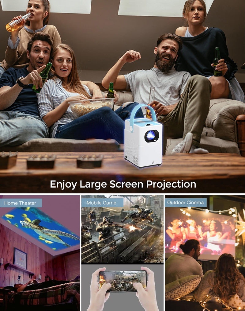 Portable Projector 1080P PHD Home Projector Video 720P Small Projector for TV Stick/Laptops/PC/HDMI/USB