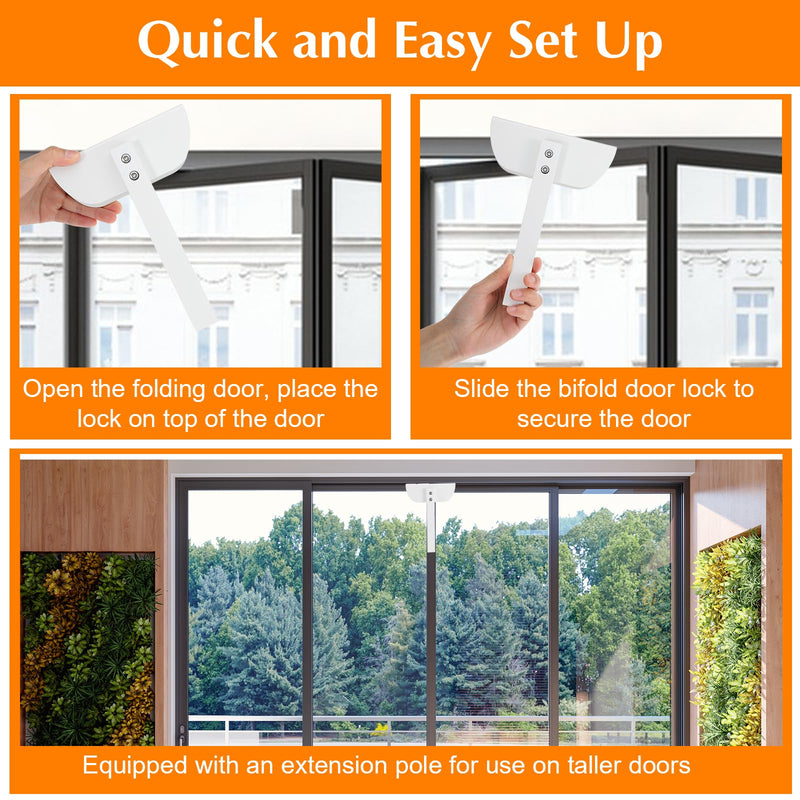 2 Pack Bifold Door Lock- Metal Double Door Child Safety Locks Keep Toddler, Cats & Dogs Out of Pantry, Closets, Cabinets