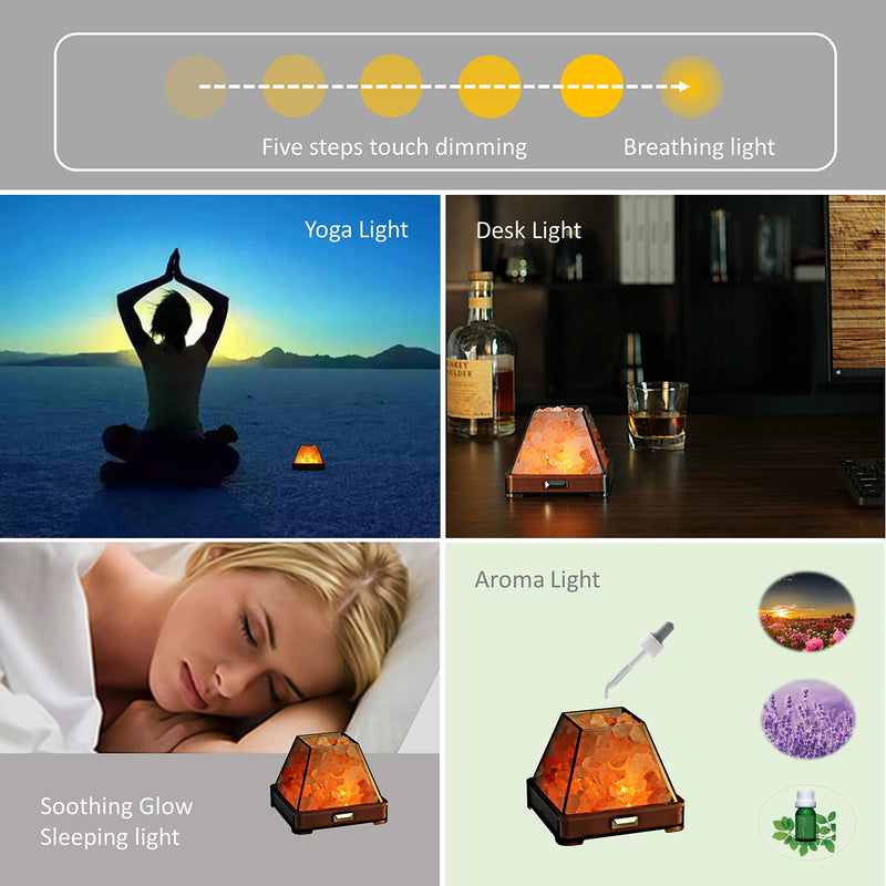 Touch Himalayan Salt Lamp with Smart Heating Essential Oil System, 6-Way Dimmable Mini USB LED Pink Natural Salt Rock Night Lamp for Home Decor Zen Gifts Salt Therapy Yoga Spa Meditation Aosta - NewNest Australia