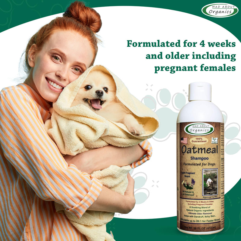Oatmeal Dog Shampoo for Itchy Skin - Gentle, pH-Balanced with Calming Vanilla & Lavender - Ideal for Dry, Flaky & Sensitive Coats - Mild Formula for Comfort - 16 oz Made in USA 16 Ounces - PawsPlanet Australia
