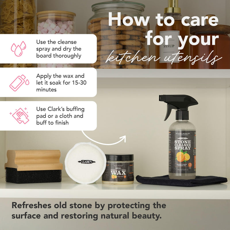 CLARK'S Soapstone & Concrete Wax Cleaner Care Kit, Orange Lemon Scent