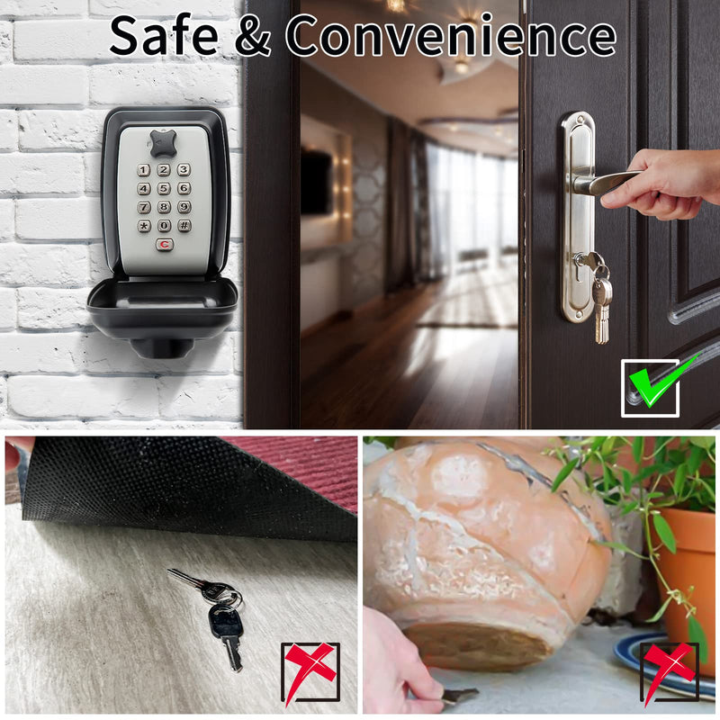 Key Lock Box, Wall Mounted Key Storage Box with 9 Digit Keyboard Resettable Code, Large Capacity, Rustproof Waterproof Security Lock Box for Home, Warehouse, Outdoor Normal - NewNest Australia