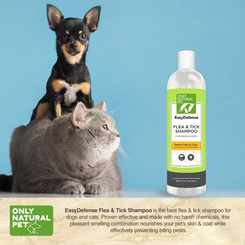 Only Natural Pet EasyDefense Shampoo for Dogs & Cats - Natural Bath Treatment for Pets & can be Used for Kittens & Puppies 4 mos & up, with Geraniol & Peppermint Oil - 13 oz Bottle - PawsPlanet Australia