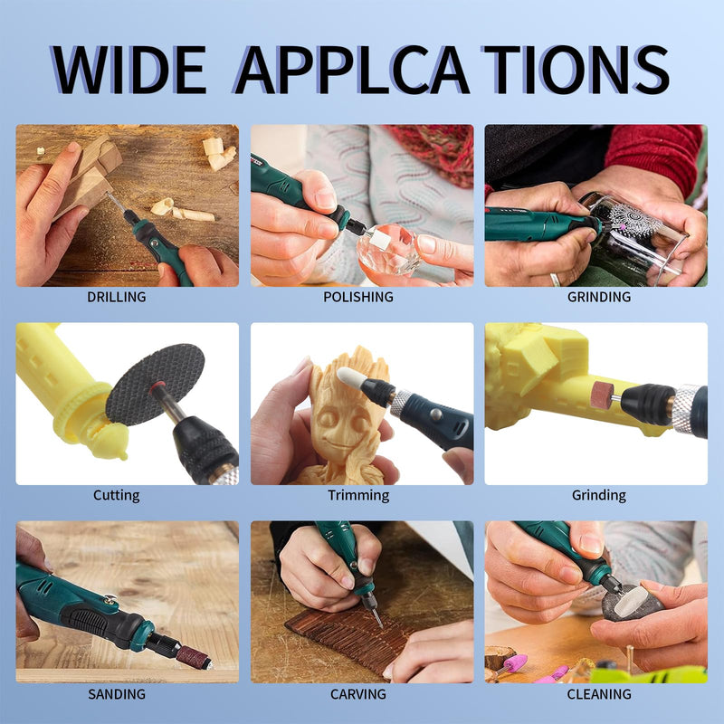 3D Printer Accessories FDM Resin Printing Project Grinding Trimming Deburring Finishing Tools: Mini Cordless Rotary Tool Kit 12V 24W with Multi Tool Head Handheld Electric Grinder Bczamd