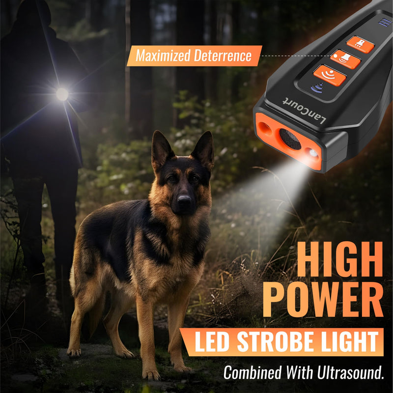 Dog Bark Deterrent Ultrasonic Device Within 33FT, Ultrasonic Anti Barking Indoors, Outdoor, and Flashlight. Rechargeable and Portable Anti-Barking Device