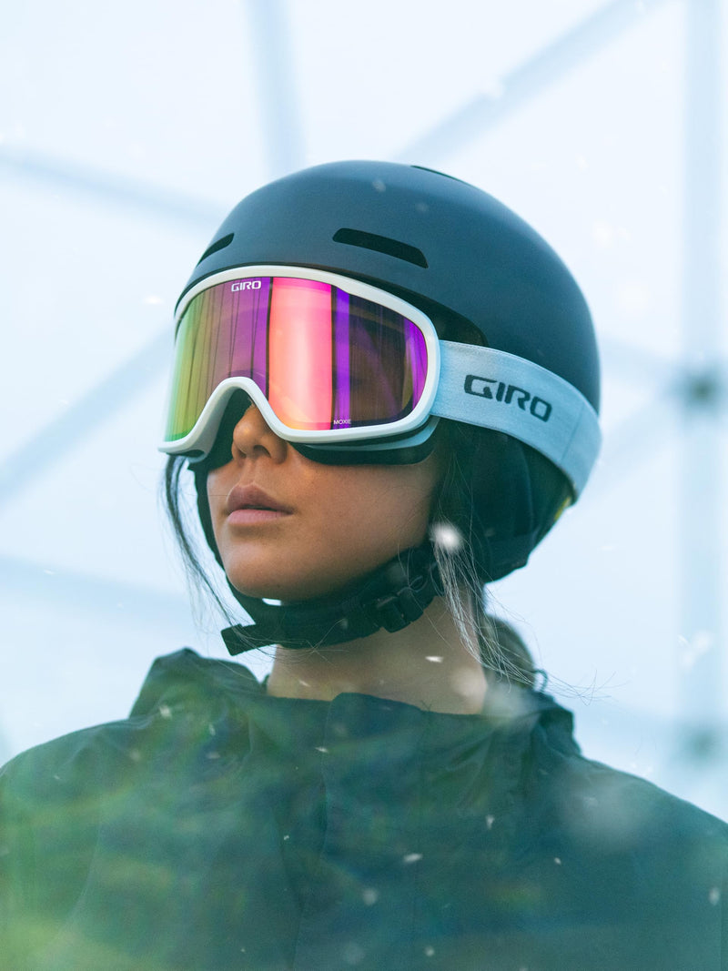 Giro Moxie Ski Goggles - Snowboard Goggles for Women & Youth - 2 Lenses Included - Anti-Fog - OTG (Over Glasses) One Size Harbor Blue Sequence - Amber Pink