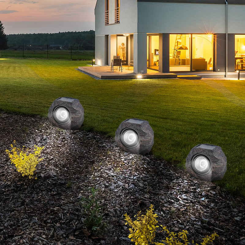 Solar Garden Rock Lights Outdoor - IP65 LED Waterproof Solar Spotlight, Solar Powered Landscape Path Decorative Garden Stone Lights for Pathway, Walkway, Yard, Patio (2 Pack) 2Pack-Bronze